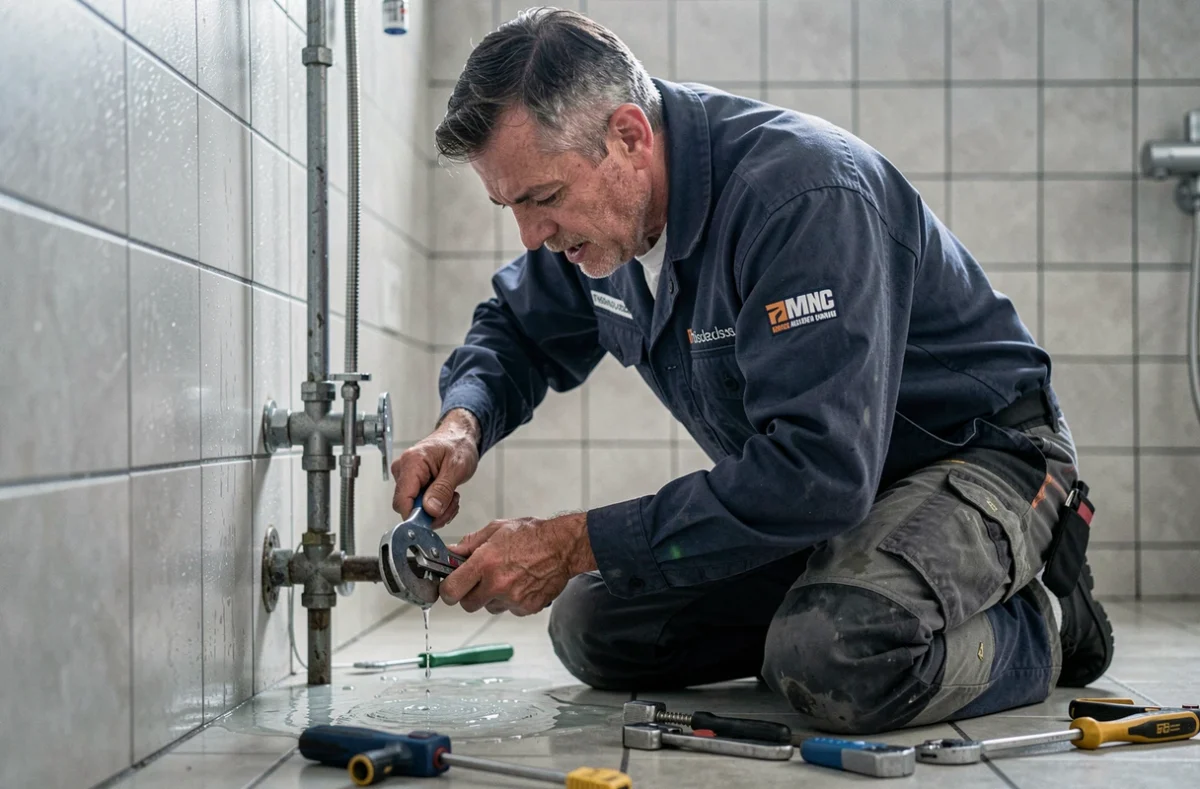 Plombier Accebat by Alain Dépannage intervenant en urgence sur une fuite d'eau dans une salle de bain toulousaine