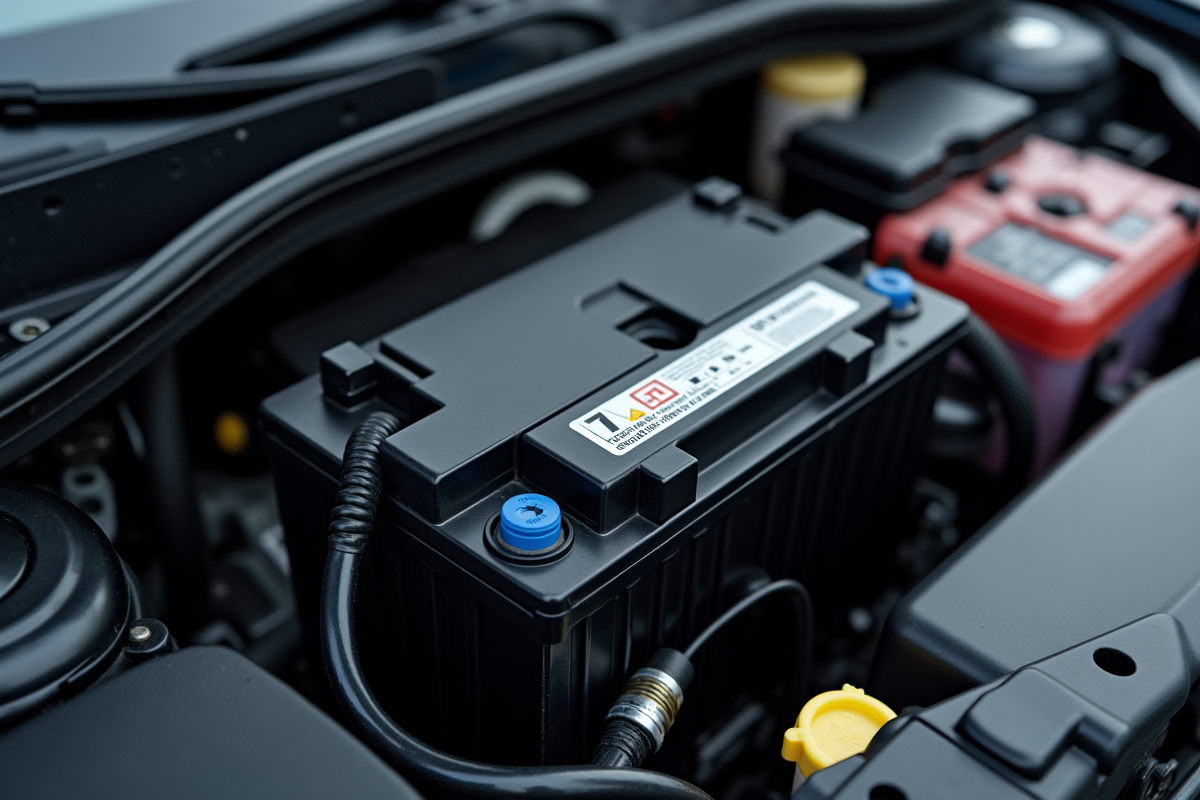 Batterie de voiture propre dans le compartiment moteur
