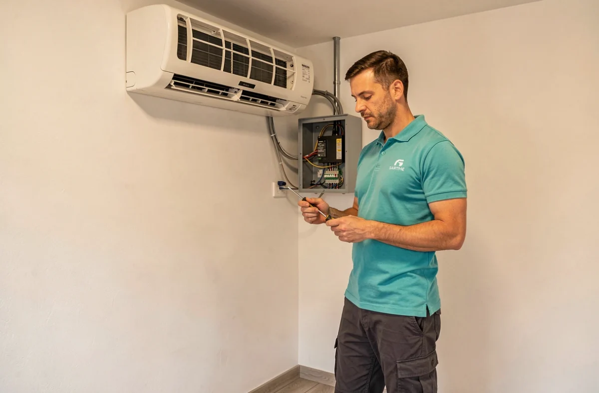 Technicien Clim'Elec 72 intervenant sur électricité et climatisation en Sarthe