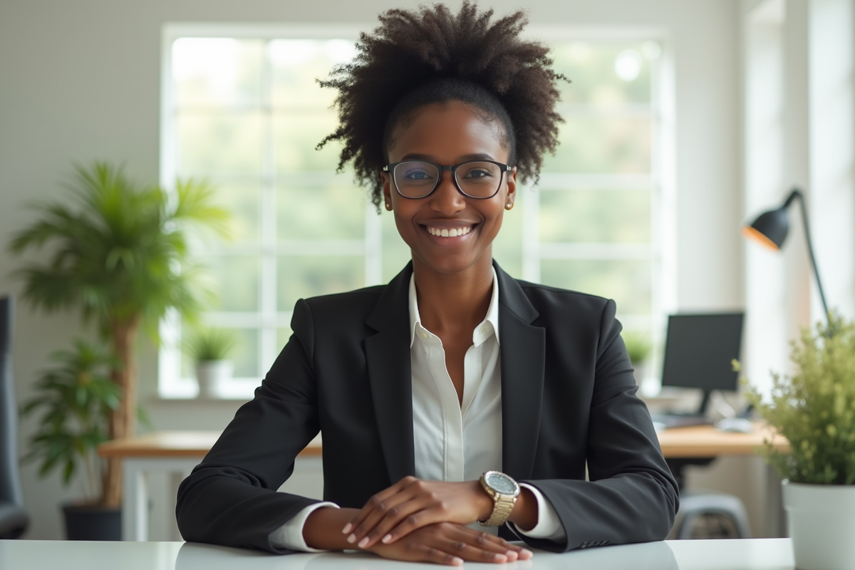 Elyorissa Makanga dans un espace de travail lumineux