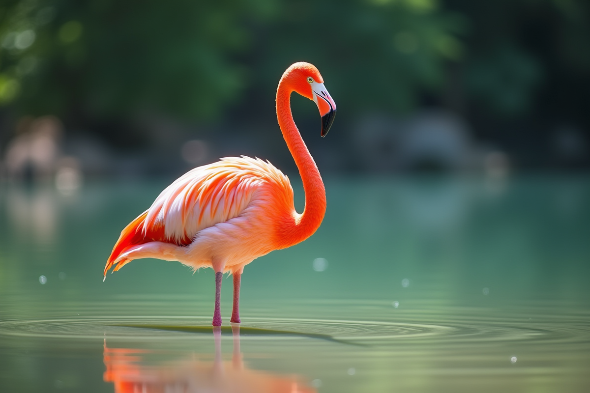 Flamant rose en pleine nature dans l'eau claire