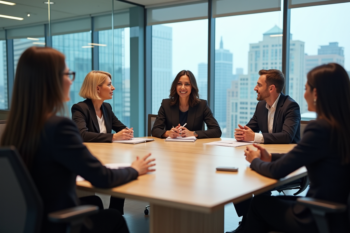 Groupe de professionnels divers en réunion de travail