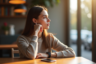 Jeune femme pensant au café regardant par la fenêtre