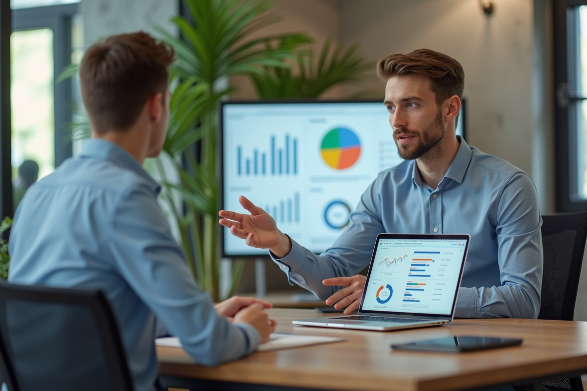 Jeune homme discutant avec un responsable RH en réunion