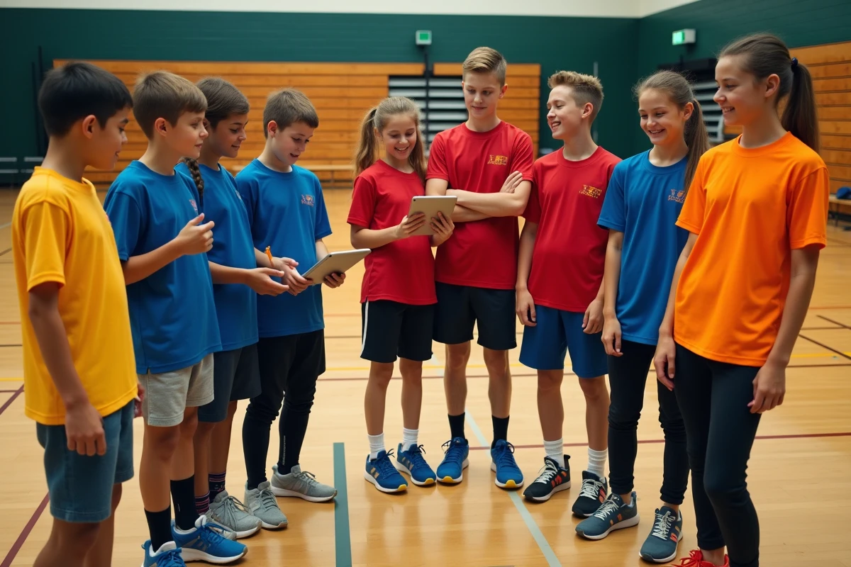 Adolescents en tenue de sport dans un gymnase lors d