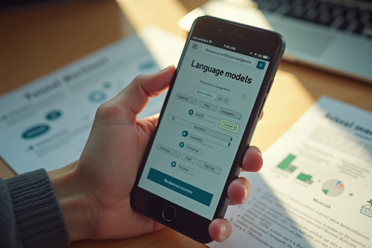 Main tenant un smartphone avec un quiz sur l