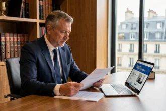 Notaire parisien consultant le site du congrès UINL pour moderniser son étude juridique