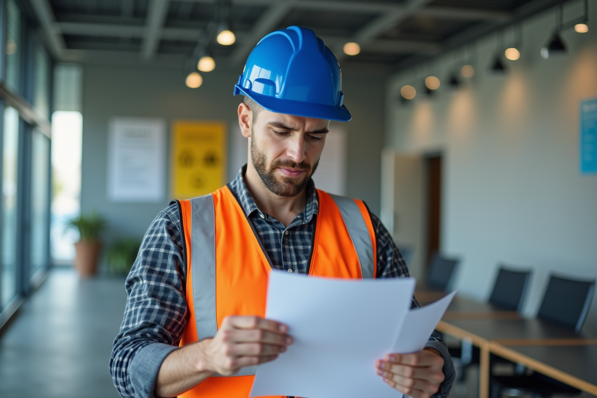 Ouvrier de construction en formation sécurité en intérieur