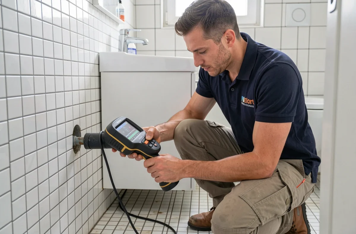 Plombier Toulouse Dépannage Plomberie utilisant une caméra d'inspection pour diagnostiquer une canalisation bouchée